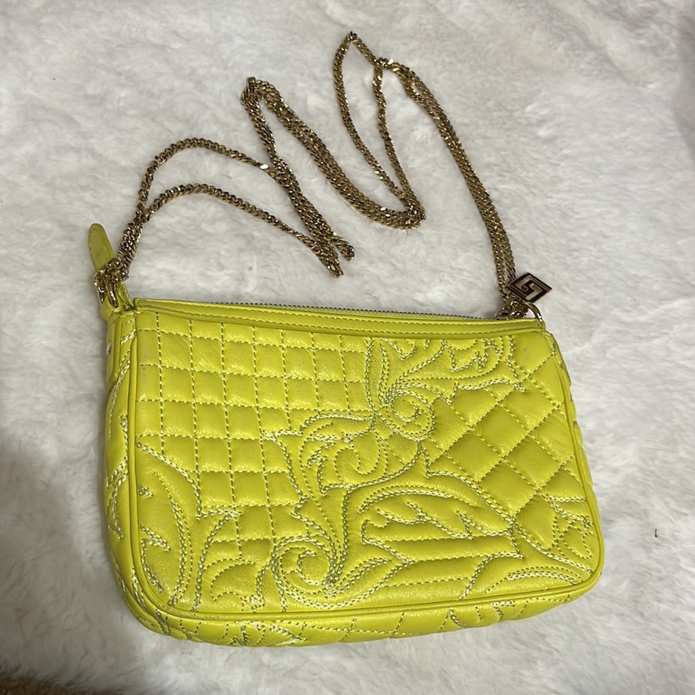 Versace Yellow Quilted Shoulder Bag - Picture 9 of 11